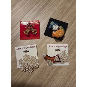 Vintage Seasonal Lapel Pins - Lot Of 4
